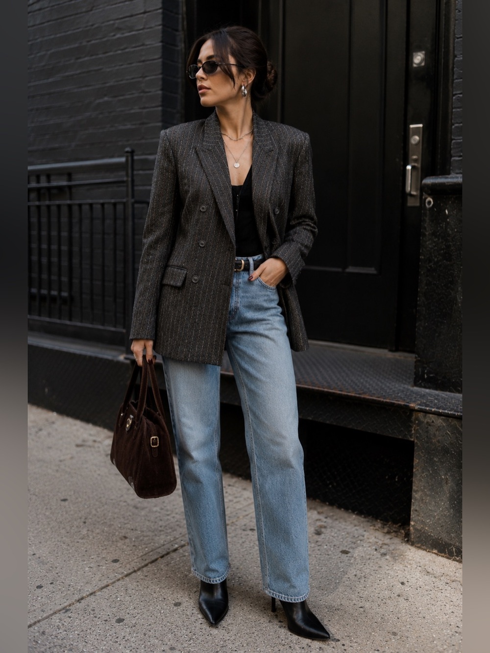 Zara Oversized Woman’s Stripped Double Breasted Power Blazer Medium
